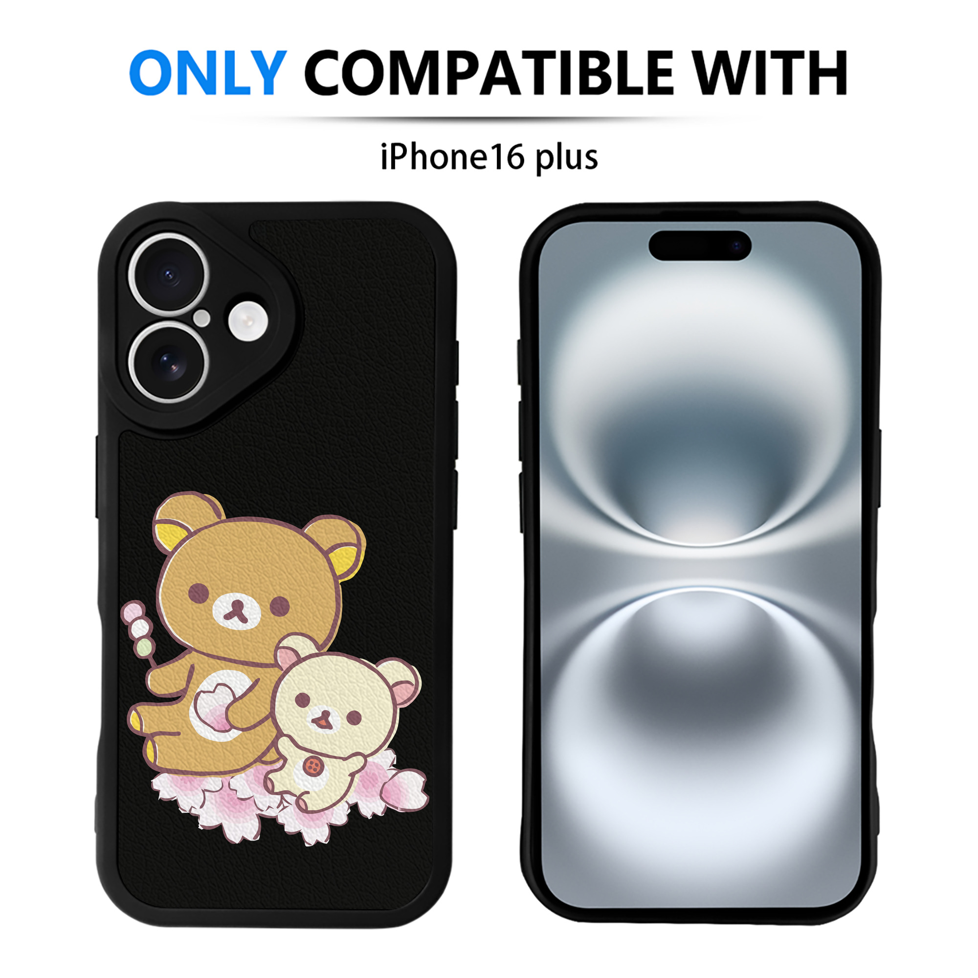 （画像用） リラックマ リラックマ キイロイトリ Rilakkuma Korilakkuma Kiiroitori 【iPhone 16シリーズ対応】シリコンスマホケース（レザー調） 材質：シリコン